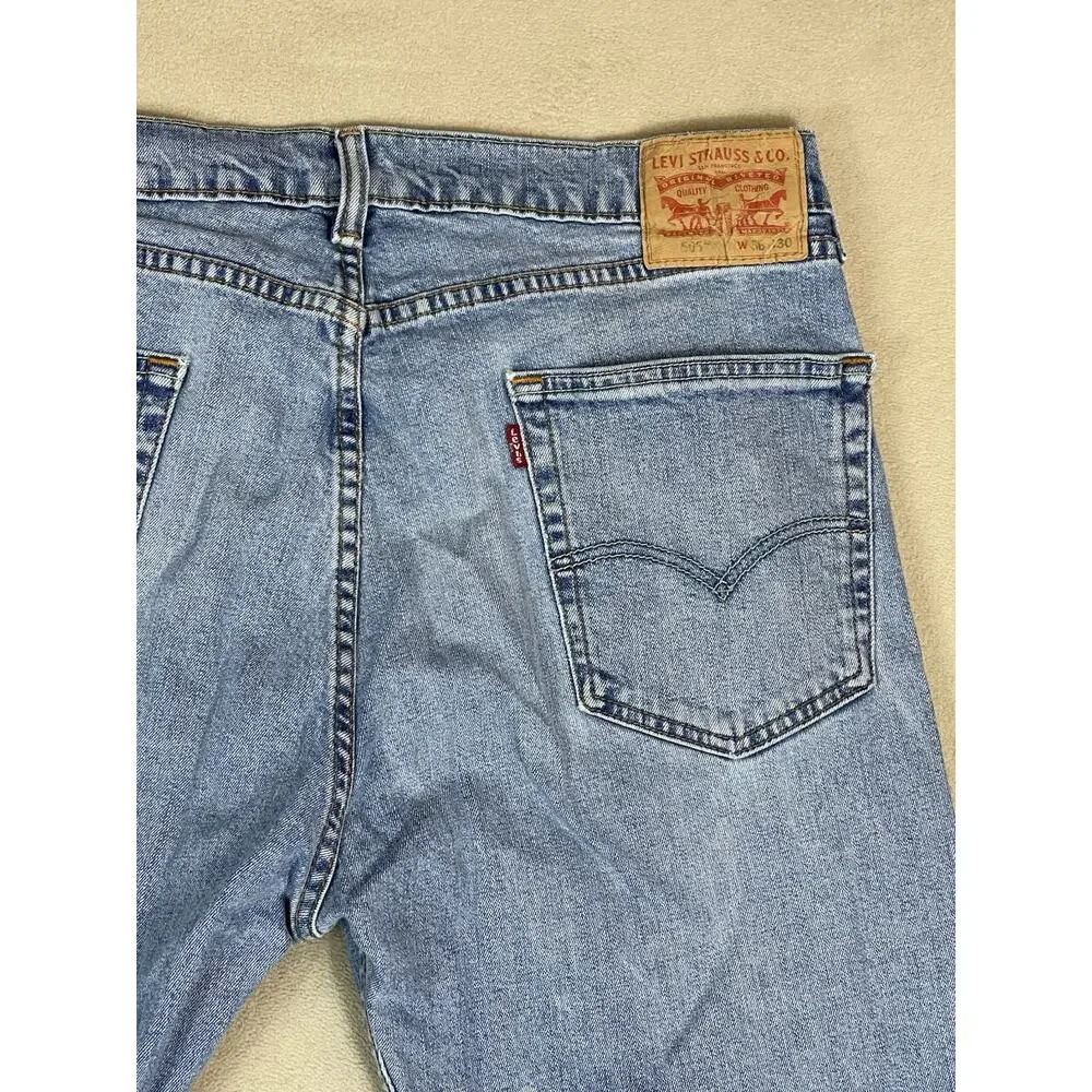 Levis 505 Jeans Mens 36x30 Blue Straight Leg Regular‎ Mid Rise Zip Fly Denim